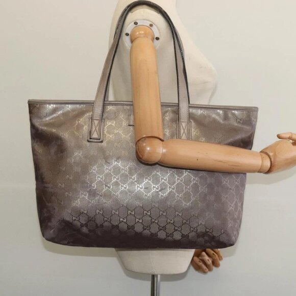 GUCCI GG Implementation Tote Bag PVC Beige Silver - Picture 1 of 15